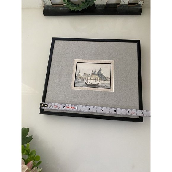 Santa Maria della Salute Venice Lithograph ? Signed Dated in Back Framed Vintage - Picture 7 of 16